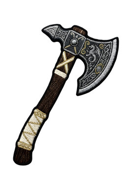 Embroidered Medieval Battle Axe Icon