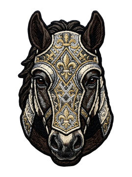 Embroidered Medieval War Horse Icon