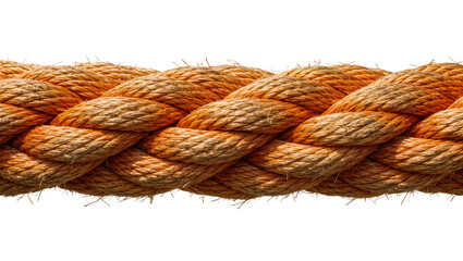 Thick braided natural fiber rope textured and strong, isolated on transparent background © Constantin