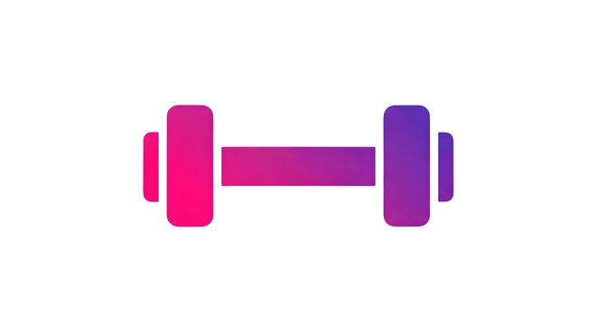 Minimalist gradient dumbbell weight icon isolated on a transparent background for fitness and gym exercise UI design elements