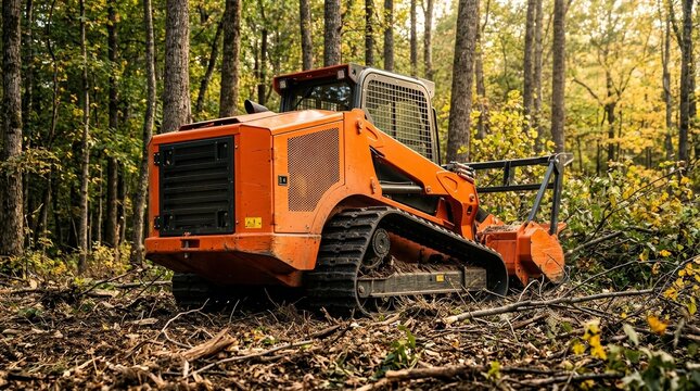 A tracked general purpose forestry mulcher used by a contractor to clean the forest floor.