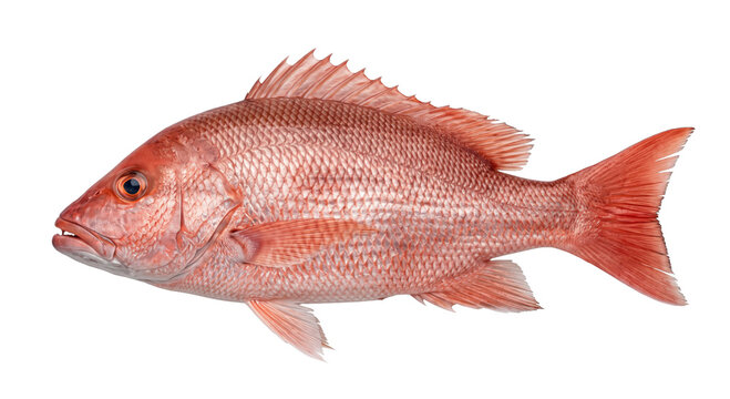 Whole red snapper fish isolated on white background, ready for culinary preparation