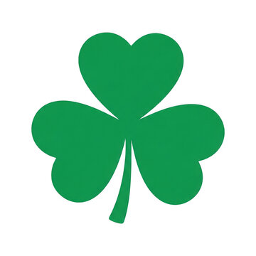 Green shamrock clover leaf illustration, Irish three leaf clover symbol, St. Patrick's Day graphic icon on white background