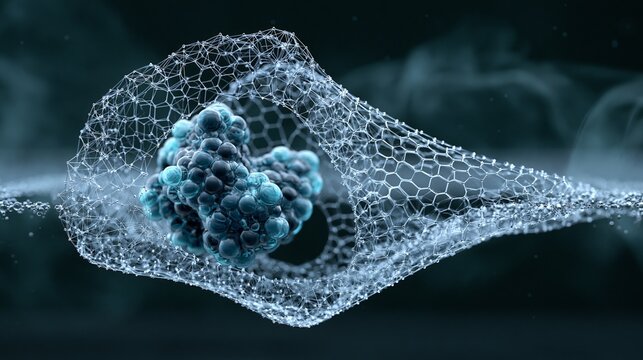 A stunning visualization of molecular structures in motion within a dynamic environment, showcasing scientific exploration.