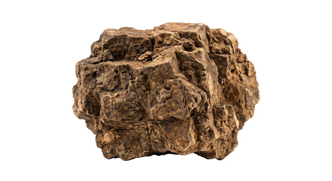 Rough textured brown rock fragment with sharp edges and porous surface