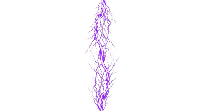 Vibrant purple lightning bolt striking down with intricate branches