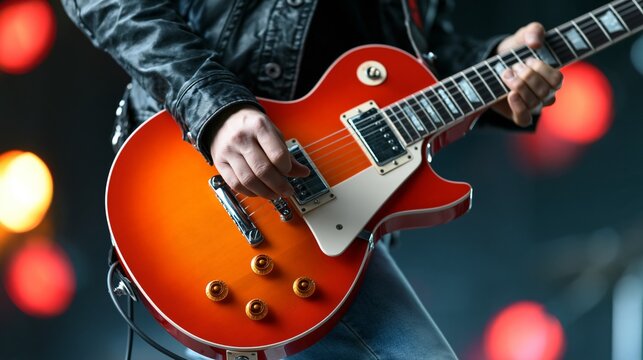 Electric guitar playing at a live music concert, showcasing passion and artistry in performance.