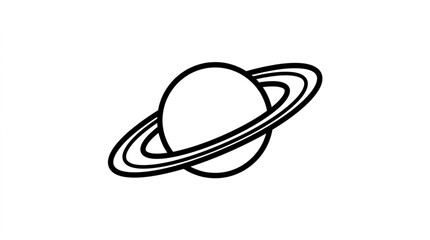 Simple Line Drawing of Planet Saturn with Rings. © Amira