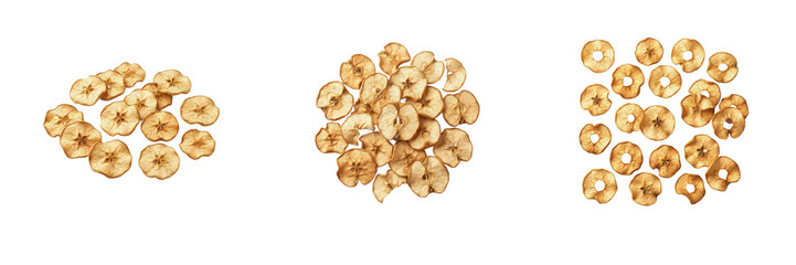 Fototapeta premium Dried Apple Rings and Slices PNG Collection Isolated on Transparent Background, Healthy Snack and Fruit Concepts for Graphic Design Assets