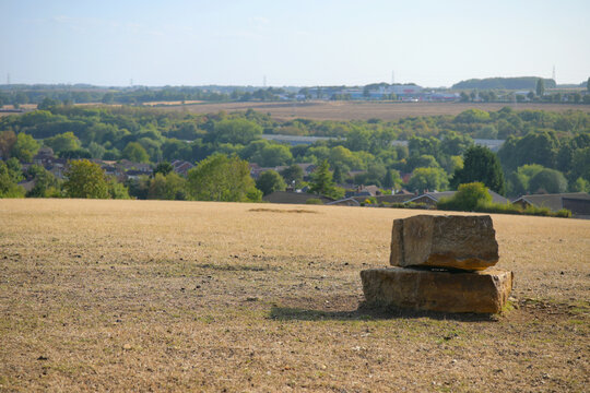 Stacked stones in a field 