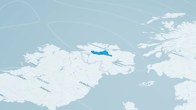 Strabane District 3D Map Zoom Animation, Northern Ireland