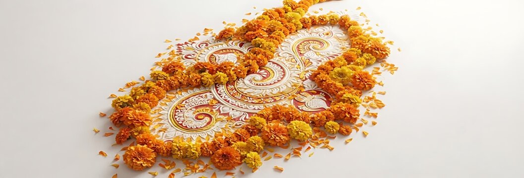 Traditional rangoli vibrant marigold flowers festive design photos