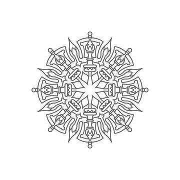 Elegant Abstract Geometric Mandala Sunburst Ornament With Circular Radial Line Art Pattern 84
