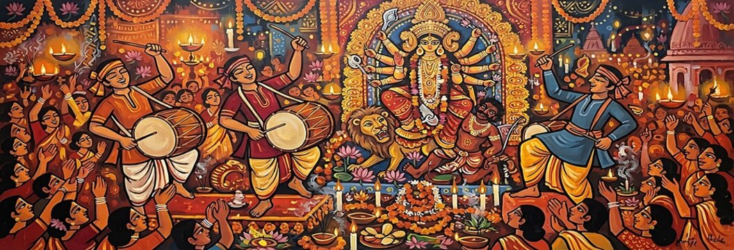 Durga Puja dhak drums traditional dancing festival celebration HD images