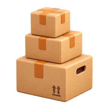 Stack of cardboard boxes with tape, ready for shipping and delivery