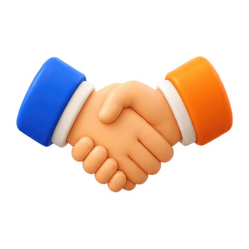 3D cartoon handshake illustration representing agreement and partnership