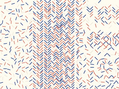 Abstract Geometric Background with Blue and Orange Dashes Pattern