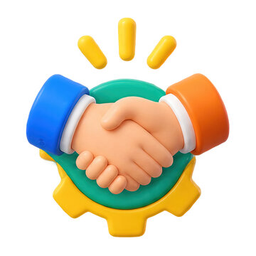 3D cartoon handshake icon symbolizing partnership and successful collaboration