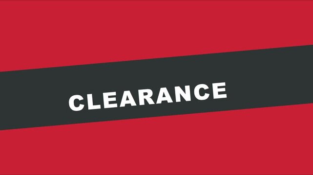 Clearance sale promotional motion with bold typography and red animation 4k background, for retail marketing, and e-commerce advertising
