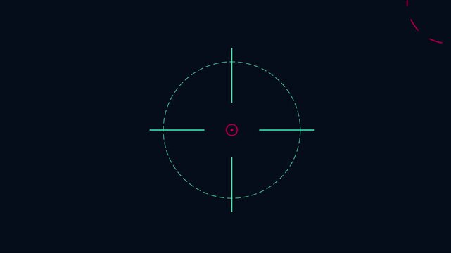 Digital hud target crosshair animation with pulsing reticle for sci-fi ui and gaming interface 4k
