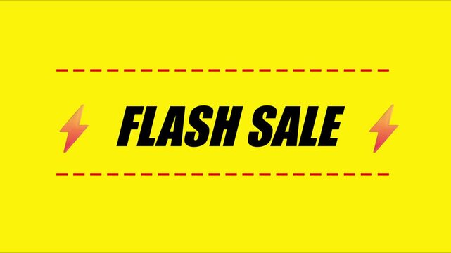 Flash sale promotional motion with dynamic lightning bolt and bold typography for retail marketing campaigns animation 4k