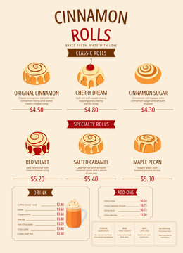 Illustrated Cinnamon Roll Bakery Menu Template with Hand Drawn Food