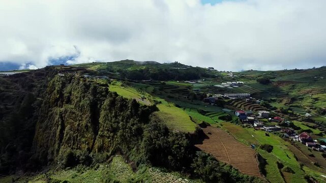 Scenic Drone View of Atok Benguet Highlands and Mountain Farms