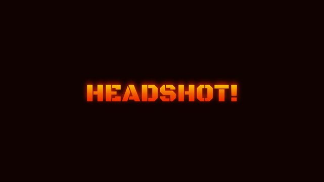 Headshot gaming text animation with glowing orange retro style for esports and streaming 4k neon
