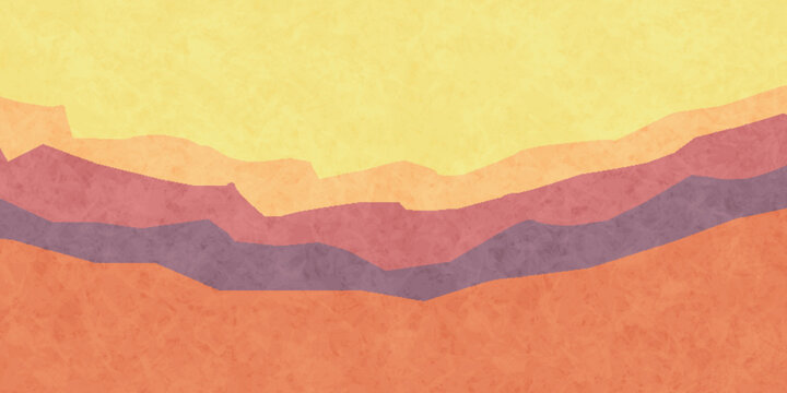 Abstract Layered Landscape in Warm Sunset Tones