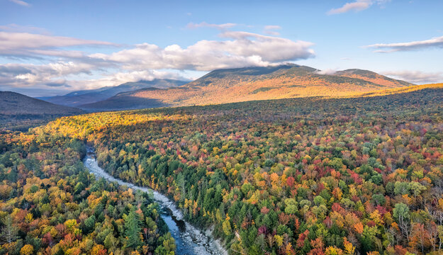 Autumn sunrise on White Mountain Road - New Hampshire	