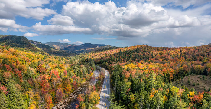 Autumn leaves on the Kancamagus Highway and the Swift River 