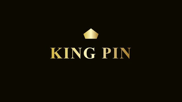 King pin gold animation on 4k black background, for luxury branding, and corporate identity