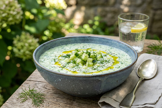 Kalte Gurkensuppe f&uuml;r einen hei&szlig;en Sommertag