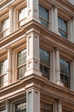 Street perspective of architecture in Tribeca Manhattan, New York City. SoHo, Chinatown, Financial District, Little Italy, Nolita
