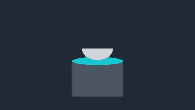 Minimalist 3 d animation of a floating sphere above a cylinder, abstract geometric motion for modern tech and projects 4k
