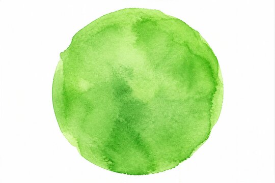 Round green watercolor wash circle on white background