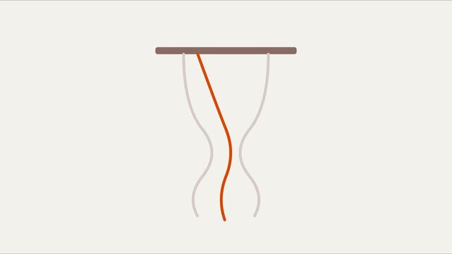 Minimalist abstract animation of swinging pendulum lines on light 4k background, motion