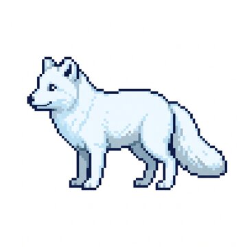 pixel art portrait of a single Arctic fox
