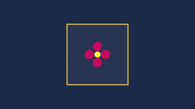 Minimalist abstract motion with moving geometric circles and square frame animation 4k