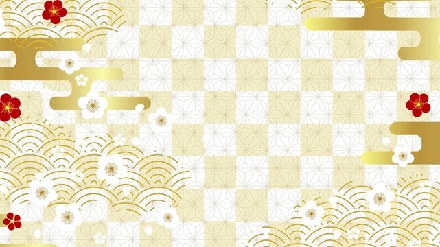 Traditional Japanese Patterns with Plum Blossoms 4K