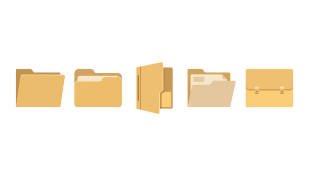 Collection of office folders and documents in filing system flat vector graphics with manila folders file storage business files folder collection