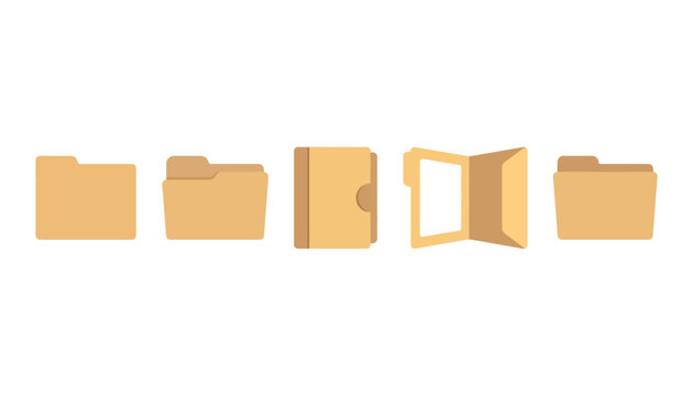 Set of manila document folders and office archives in flat vector style with manila folder file folder business files paperwork organization