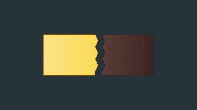 Minimalist gold and brown paper tear transition animation for creative editing 4k