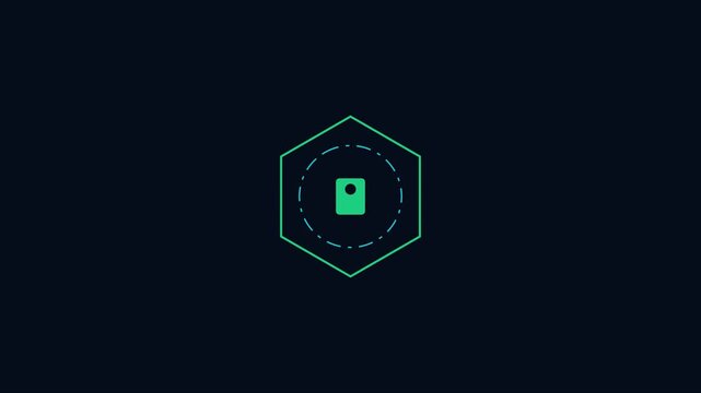 Minimalist hexagon digital interface animation with pulsing geometric lines 4k