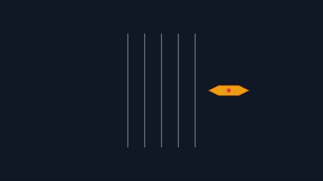 Minimalist motion of an orange geometric shape moving through vertical lines animation 4k motion geometric