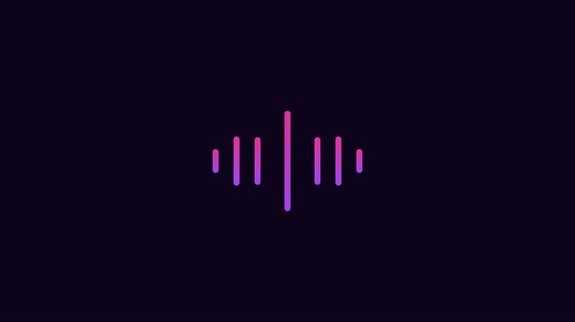Minimalist neon audio waveform animation: pulsing digital sound visualization for music and technology projects 4k