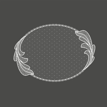 Lace decoration element.White lace frame tamplate frame..Vector handmade white lace branches with fbranch.