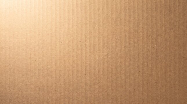 Brown corrugated cardboard box texture background with vertical lines and warm lighting