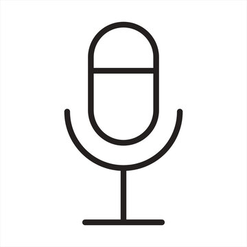 Black outline icon of a retro studio microphone for audio recording and podcasting with studio mic