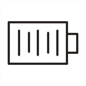 Minimalist battery charging icon outline vector illustration isolated on white background with power icon